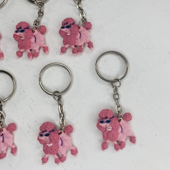 Pink Poodle Keychain Lot Of 7 Miniature Party Favors Wearing Sunglasses - Picture 3 of 6